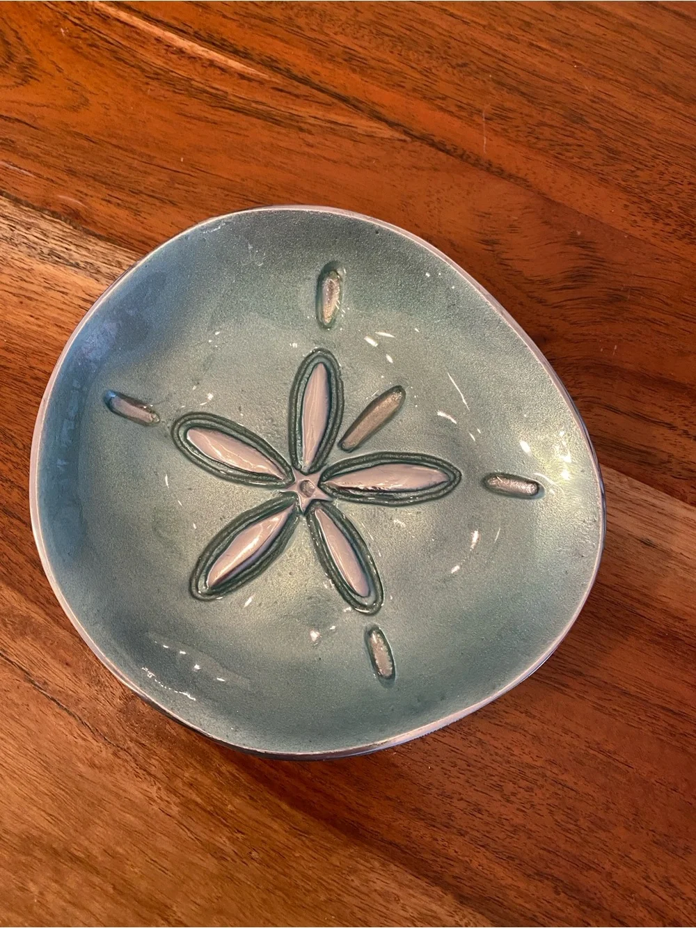 new Vintage Mariposa Silver plated Bowl Aqua Enamel 100%  Coastal Beach Decor Tr